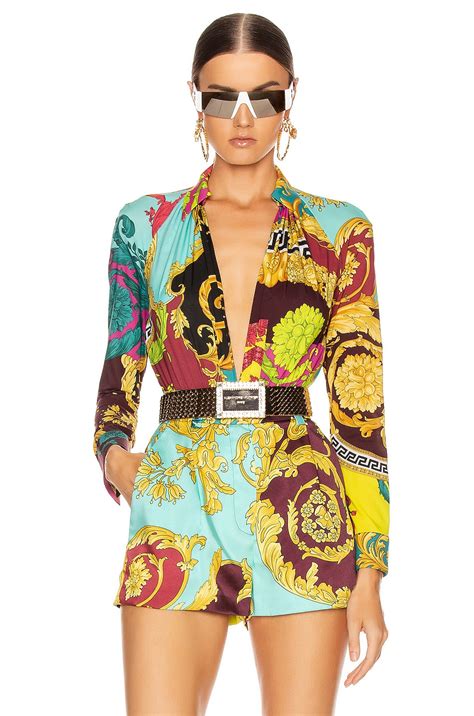 versace body suit|versace print bodysuit.